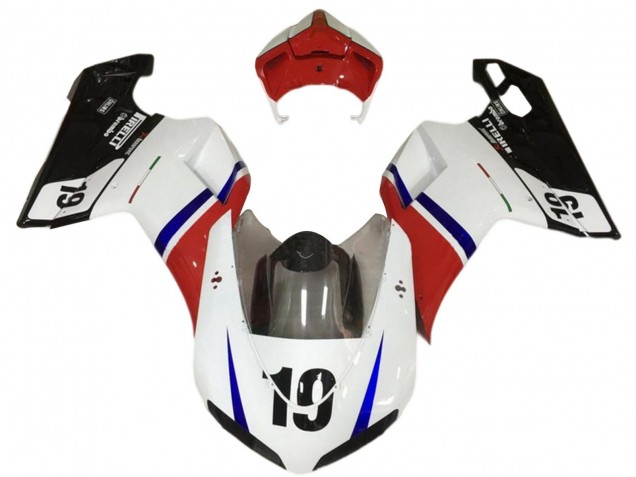 Ducati 848/1098/1198 Motorrad Verkleidung 2007-2014 - Weiss Rot Blau Glanzendes Schwarz 19