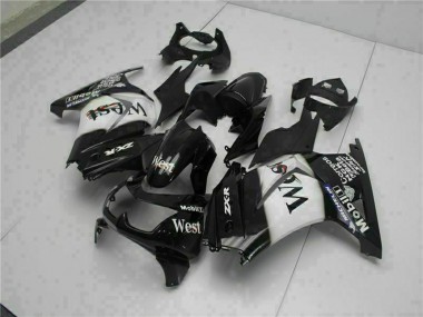 Kawasaki EX250 Motorrad Verkleidung 2008-2012 - Glanzendes Schwarz Weiss West