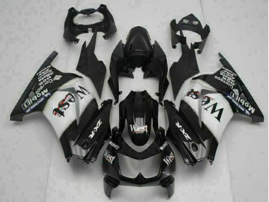 Kawasaki EX250 Motorrad Verkleidung 2008-2012 - Glanzendes Schwarz Weiss West