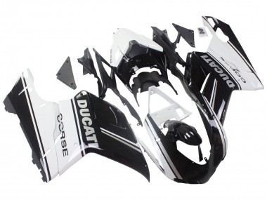 Ducati 848/1098/1198 Motorrad Verkleidung 2007-2014 - Weiss Glanzendes Schwarz Corse