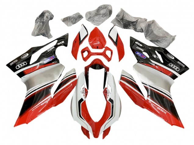 Ducati 1199 Motorrad Verkleidung 2011-2014 - Silber Rot Glanzendes Schwarz