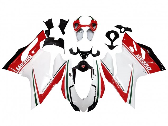 Ducati 1199 Motorrad Verkleidung 2011-2014 - Weiss Rot Grun Glanzendes Schwarz
