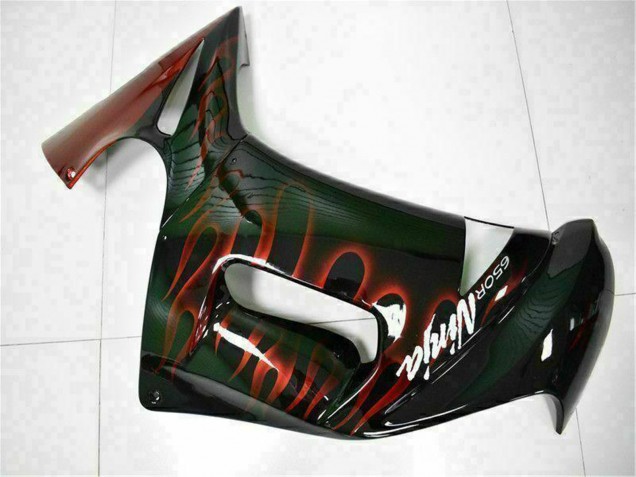 Kawasaki EX650 Motorrad Verkleidung 2006-2008 - Glanzendes Schwarz Rot Flamme