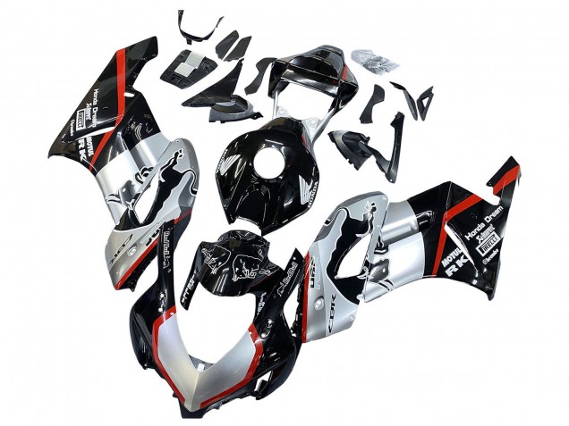 Honda CBR1000RR Motorrad Verkleidung 2004-2005 - Silber Glanzendes Schwarz Rot Streifen