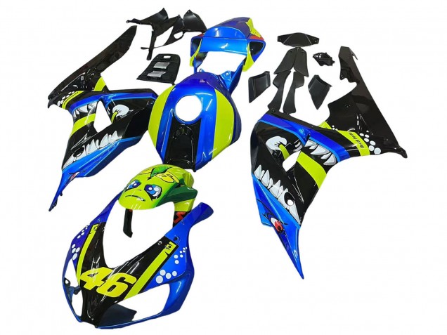 Honda CBR1000RR Motorrad Verkleidung 2006-2007 - Blau Fluoreszierendes Grun Glanzendes Schwarz Hai 46
