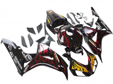 Honda CBR1000RR Motorrad Verkleidung 2006-2007 - Glanzendes Schwarz Gelb Rot Flamme