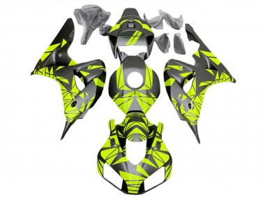 Honda CBR1000RR Motorrad Verkleidung 2006-2007 - Fluoreszierendes Grun Matt Schwarz