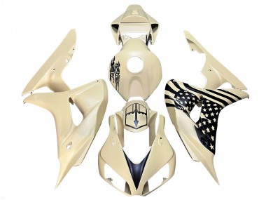 Honda CBR1000RR Motorrad Verkleidung 2006-2007 - Creme Schwarz