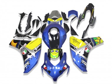 Honda CBR1000RR Motorrad Verkleidung 2008-2011 - Blau Gelb Glanzendes Schwarz Hai
