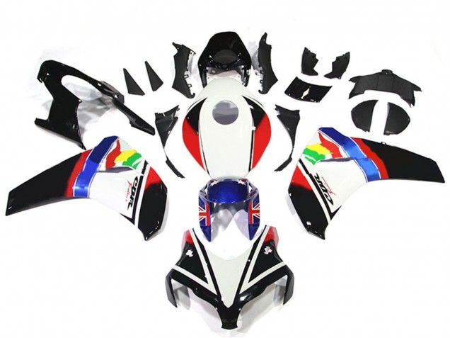 Honda CBR1000RR Motorrad Verkleidung 2008-2011 - Weiss Rot Blau Glanzendes Schwarz Stern