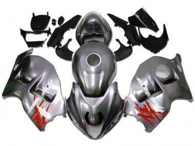 Suzuki GSXR 1300 Hayabusa Motorrad Verkleidung 1996-2007 - Silber mit Rot Weiss Aufkleber