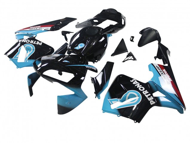 Honda CBR600RR Motorrad Verkleidung 2003-2004 - Hellblau Rot Glanzendes Schwarz Dunlop