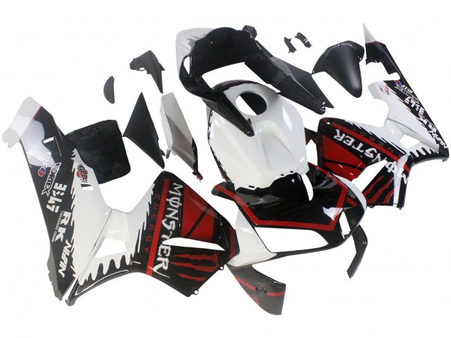 Honda CBR600RR Motorrad Verkleidung 2003-2004 - Weiss Rot Glanzendes Schwarz Monster