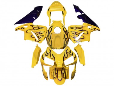 Honda CBR600RR Motorrad Verkleidung 2003-2004 - Gelb Schwarz Flamme