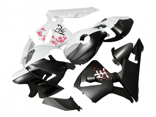 Honda CBR600RR Motorrad Verkleidung 2005-2006 - Schwarz Weiss mit Kirschblute