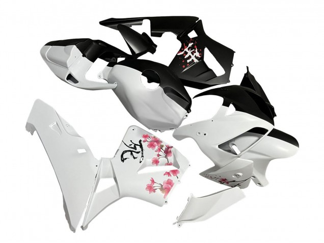 Honda CBR600RR Motorrad Verkleidung 2005-2006 - Schwarz Weiss mit Kirschblute