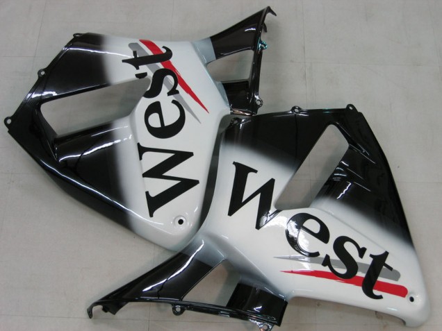 Honda CBR600RR Motorrad Verkleidung 2005-2006 - Glanzendes Schwarz Weiss West