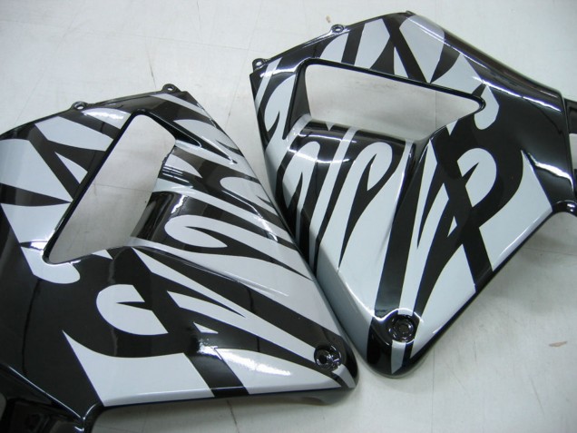 Honda CBR600RR Motorrad Verkleidung 2005-2006 - Glanzendes Schwarz Grau Flamme