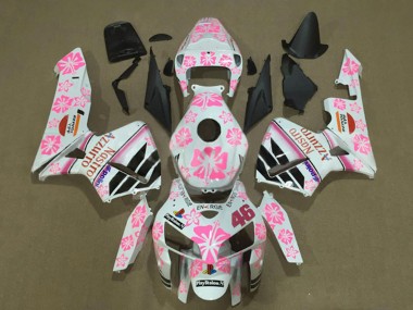 Honda CBR600RR Motorrad Verkleidung 2005-2006 - Weiss mit Rosa Floral Nastro Azzurro 46