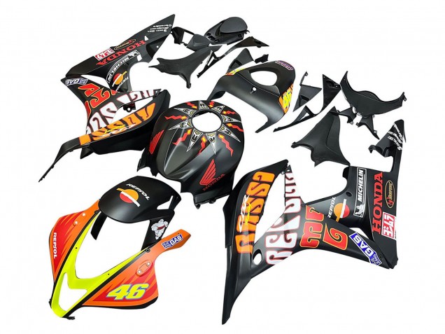 Honda CBR600RR Motorrad Verkleidung 2007-2008 - Matt Schwarz Orange Rot Rossi Repsol 46