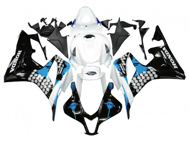 Honda CBR600RR Motorrad Verkleidung 2007-2008 - Weiss Hellblau Glanzendes Schwarz