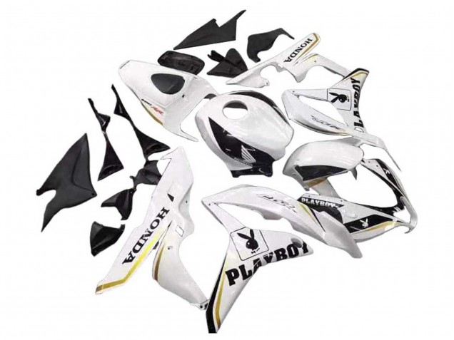 Honda CBR600RR Motorrad Verkleidung 2007-2008 - Weiss Gold Glanzendes Schwarz Playboy