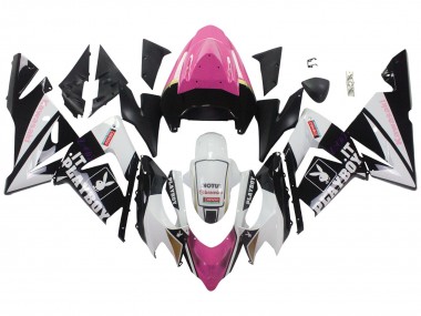 Kawasaki ZX10R Motorrad Verkleidung 2004-2005 - Schwarz Rosa Weiss Playboy Motul