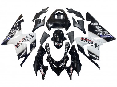 Kawasaki ZX10R Motorrad Verkleidung 2004-2005 - Weiss Schwarz West Ninja