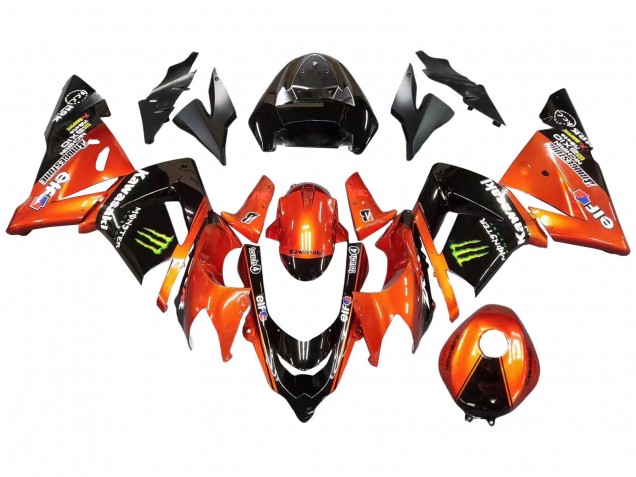 Kawasaki ZX10R Motorrad Verkleidung 2004-2005 - Burnt Orange Schwarz Monster Elf