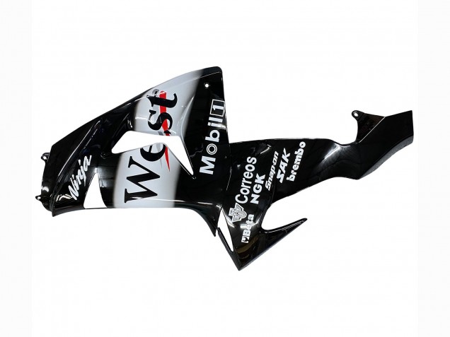Kawasaki ZX10R Motorrad Verkleidung 2006-2007 - Glanzendes Schwarz Weiss West