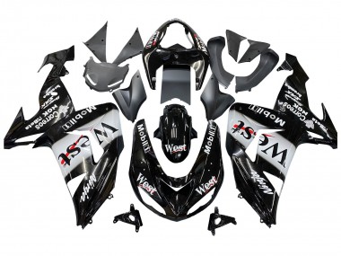 Kawasaki ZX10R Motorrad Verkleidung 2006-2007 - Glanzendes Schwarz Weiss West