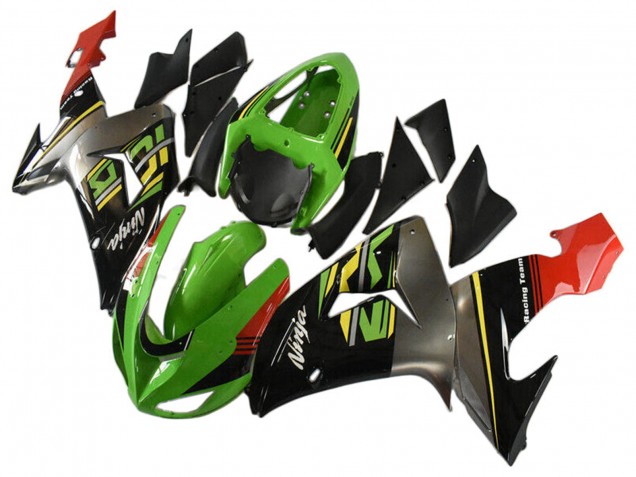 Kawasaki ZX10R Motorrad Verkleidung 2006-2007 - Grun Grau Rot Schwarz Gelb