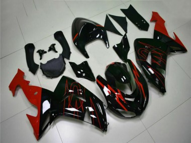 Kawasaki ZX10R Motorrad Verkleidung 2006-2007 - Glanzendes Schwarz Rot