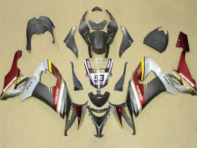 Kawasaki ZX10R Motorrad Verkleidung 2008-2010 - Silber Grau Gelb Rot