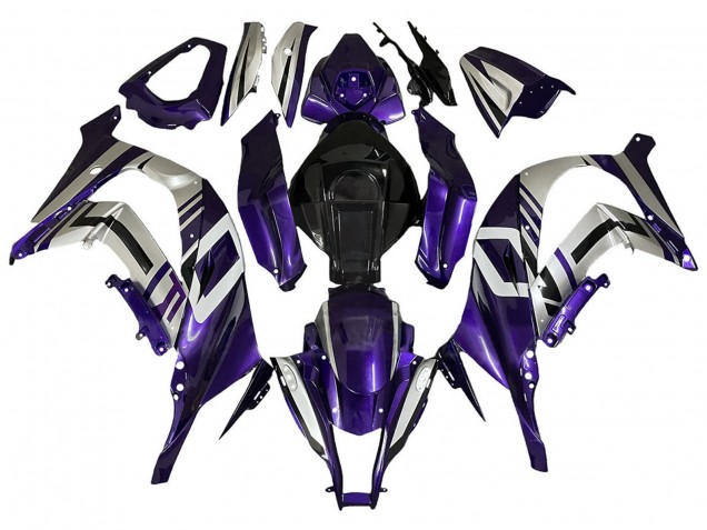 Kawasaki ZX10R Motorrad Verkleidung 2008-2010 - Lila Silber Schwarz