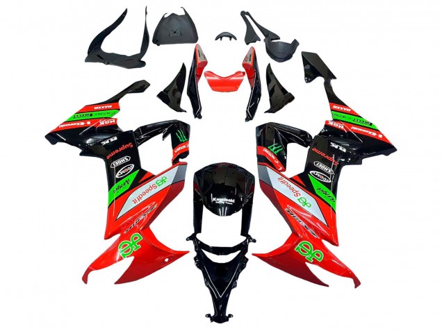 Kawasaki ZX10R Motorrad Verkleidung 2008-2010 - Rot Grun Schwarz