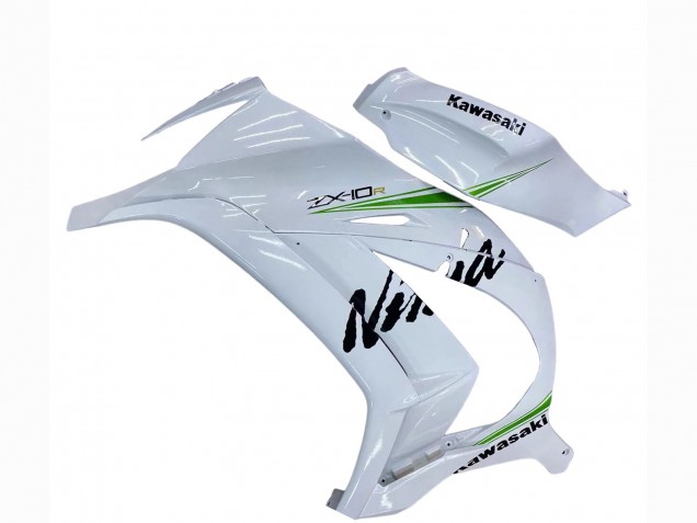 Kawasaki ZX10R Motorrad Verkleidung 2011-2015 - Weiss Grun Streifen Schwarz Ninja