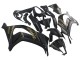 Kawasaki ZX10R Motorrad Verkleidung 2011-2015 - Matt Schwarz Gold Schnee Elf