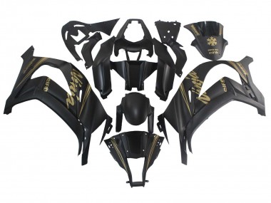 Kawasaki ZX10R Motorrad Verkleidung 2011-2015 - Matt Schwarz Gold Schnee Elf