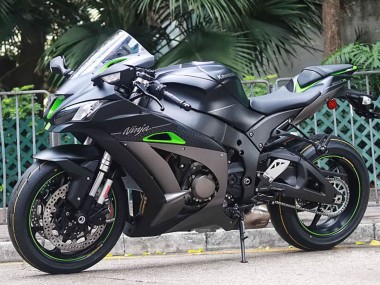 Kawasaki ZX10R Motorrad Verkleidung 2011-2015 - Matt Schwarz Grun Weiss Bienenwabe