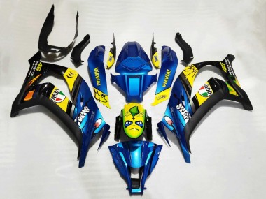 Kawasaki ZX10R Motorrad Verkleidung 2011-2015 - Blau Gelb Schwarz Hai