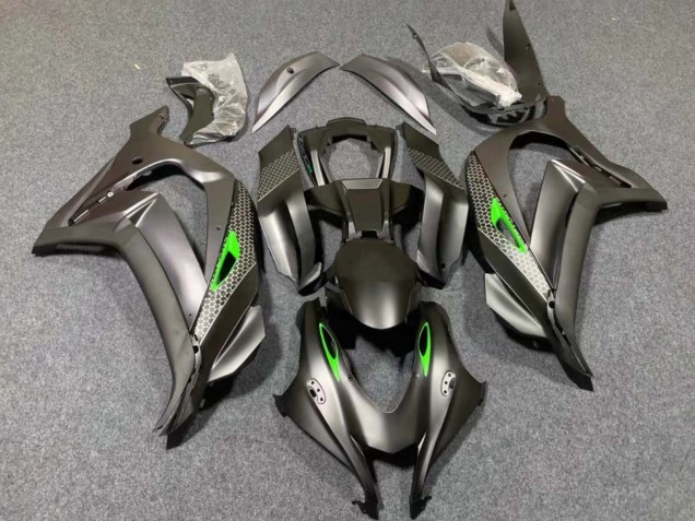 Kawasaki ZX10R Motorrad Verkleidung 2016-2020 - Matt Schwarz Grun Bienenwabe