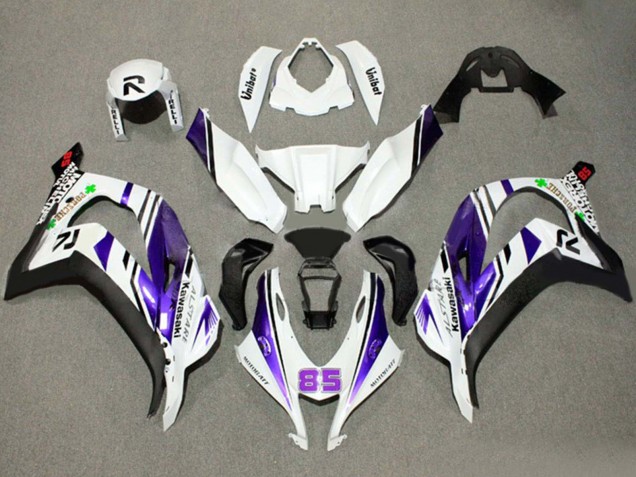 Kawasaki ZX10R Motorrad Verkleidung 2016-2020 - Weiss Lila Schwarz Alstare 85
