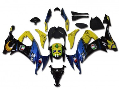Kawasaki ZX10R Motorrad Verkleidung 2008-2010 - Gelb Schwarz Blau Hai