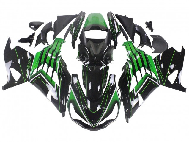 Kawasaki ZX14R ZZR1400 Motorrad Verkleidung 2012-2024 - Grun Glanzendes Schwarz Streifen