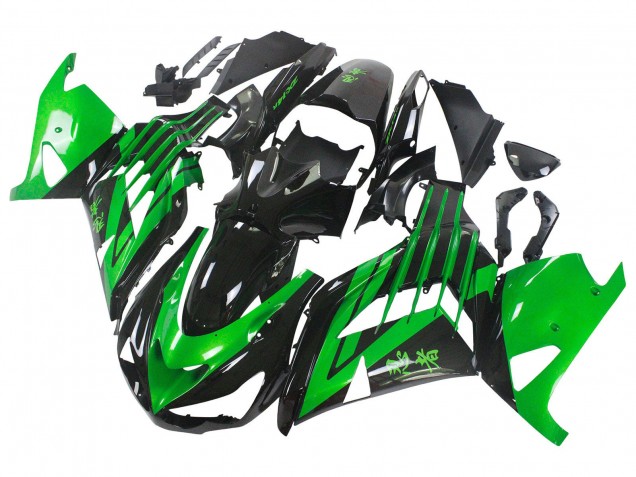 Kawasaki ZX14R ZZR1400 Motorrad Verkleidung Kit 2012-2024 - Grun Glanzendes Schwarz