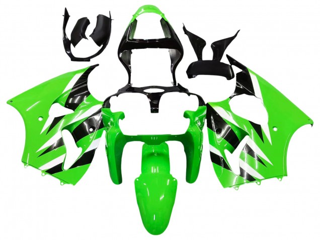 Kawasaki ZX6R Motorrad Verkleidung 2000-2002 - Grun Weiss Schwarz