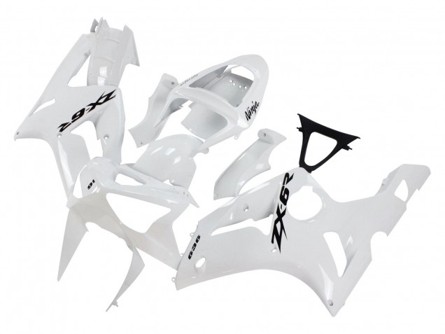 Kawasaki ZX6R Motorrad Verkleidung 2003-2004 - Weiss Schwarz Aufkleber