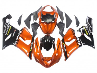 Kawasaki ZX6R Motorrad Verkleidung 2005-2006 - Orange Schwarz