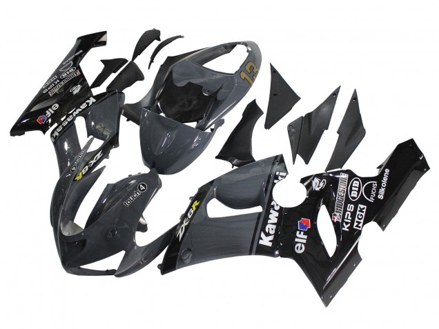Kawasaki ZX6R Motorrad Verkleidung 2005-2006 - Dunkel Grau Schwarz